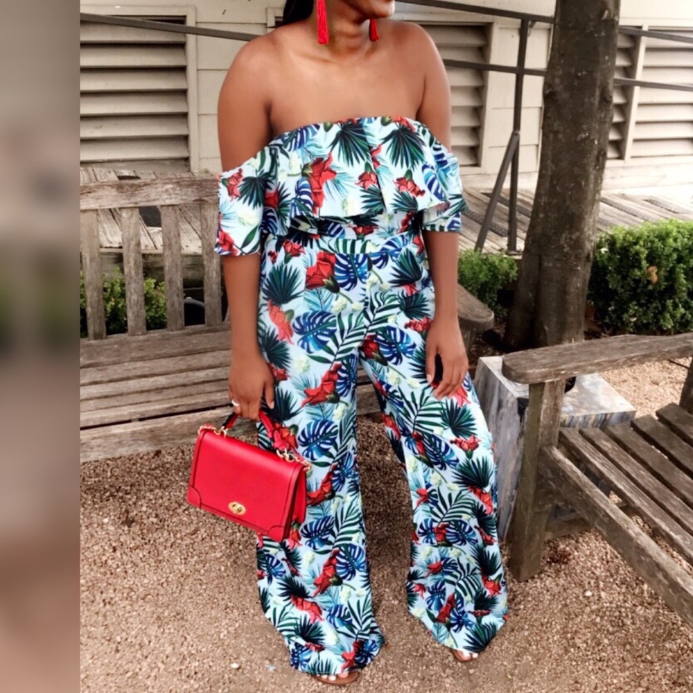 Tropical print matching set